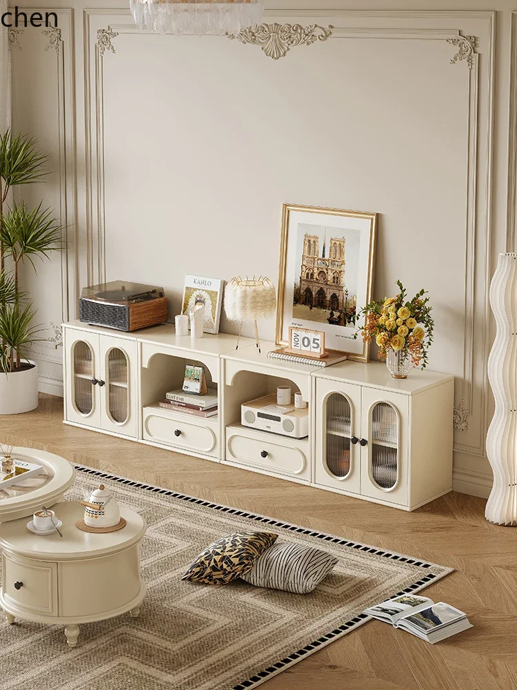 

TV cabinet free combination solid wood floor bookcase display locker