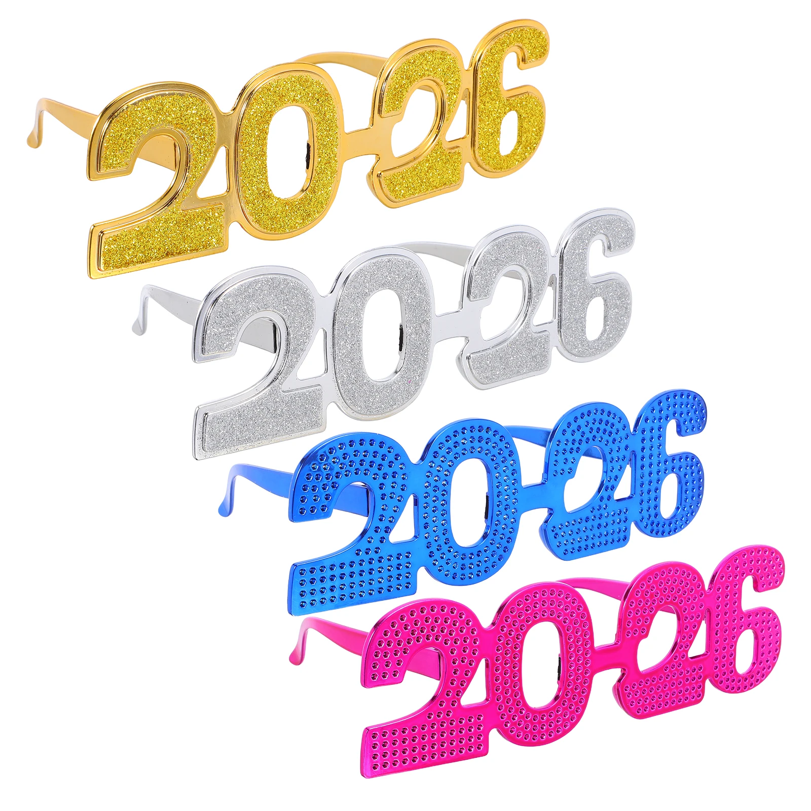 

4 Pcs 2026 Glasses Christmas New Years Graduation Party Supplies Eve Eyeglasses Glitter Happy Favors