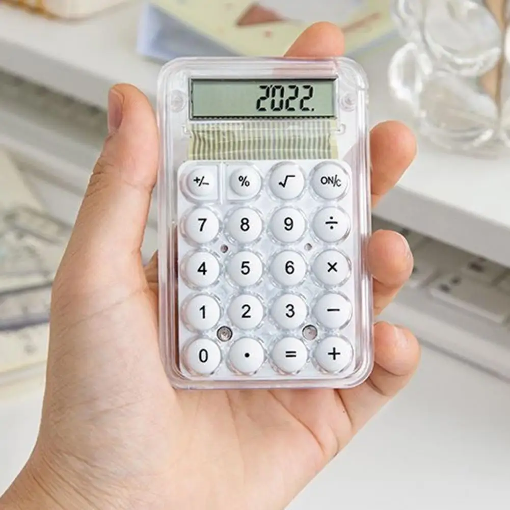 8-digit Handheld Study Calculator LCD Display Large Screen Silicone Buttons Battery Powered Student Calculator School Supplies