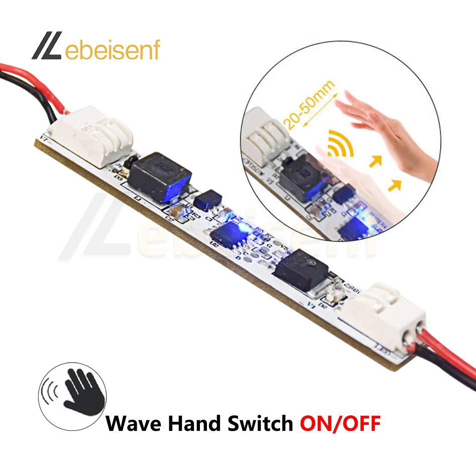 LED Wave Hand Switch Dimmer Welding-Free DC 12V 24V 6A 1CH Single color Controller Module for 5050 Built-in Lighting Strip Light