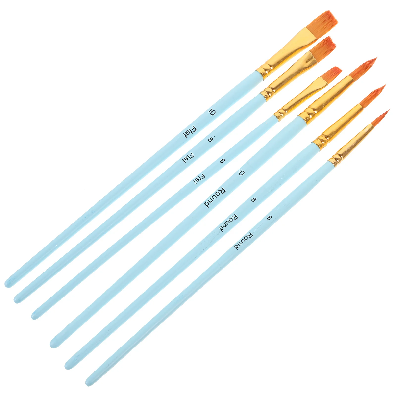 6 Pcs Watercolor Brush Lightweight Painting Paintbrush Flat and Round Tips Head Canvas Nylon Wool Tools