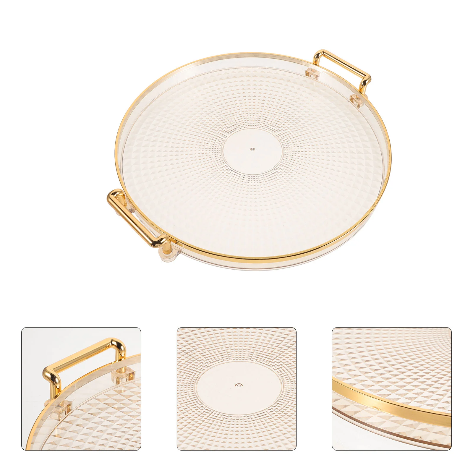 Golden Tray Food Serving Table Perfume Anti-scald Luxury Cake Plate Plastic Tea Cup Round