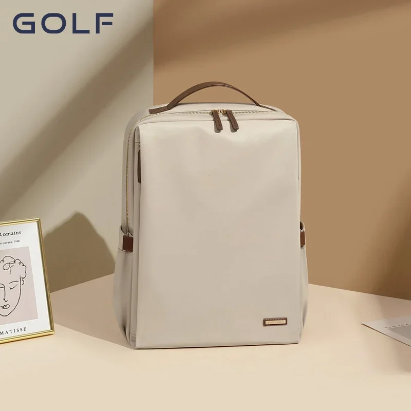 GOLF Zaino da donna Borsa per laptop in nylon tinta unita Borsa da 15,6 pollici per donna adulta Zaino da viaggio di grande capacità Impermeabile Moda 2024