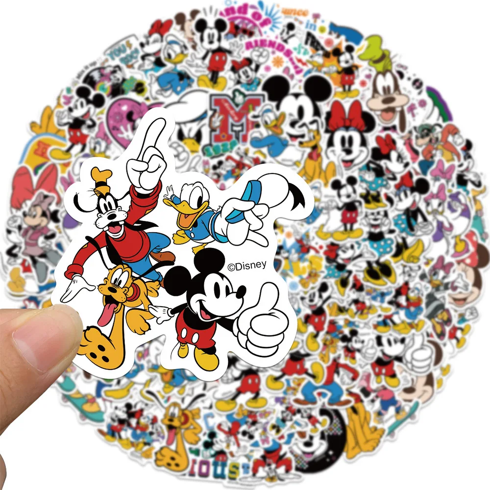 50/100Pcs Cartoon Disney Mickey Mouse Sticker Kids Decals Laptop Stationery Luggage Children's Graffiti Stickers Gift Toys