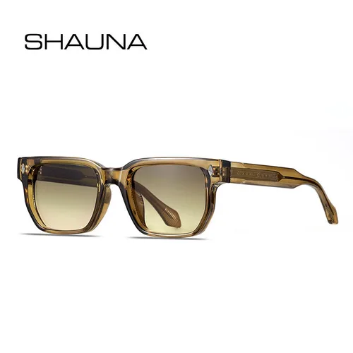 Imagen 1 del producto SHAUNA Gafas de sol rectangulares con remaches retro UV400 Gafas de sol