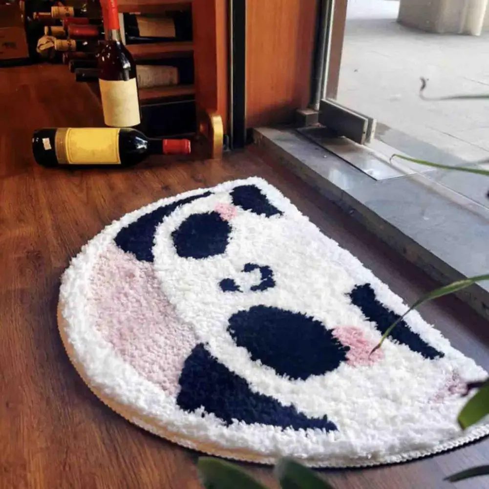 Semicircle Floor Mat Boho Flower Cartoon Panda Pattern Bath Carpet Thick Floor & Door Mat Water Absorption Non-slip Shower Rugs