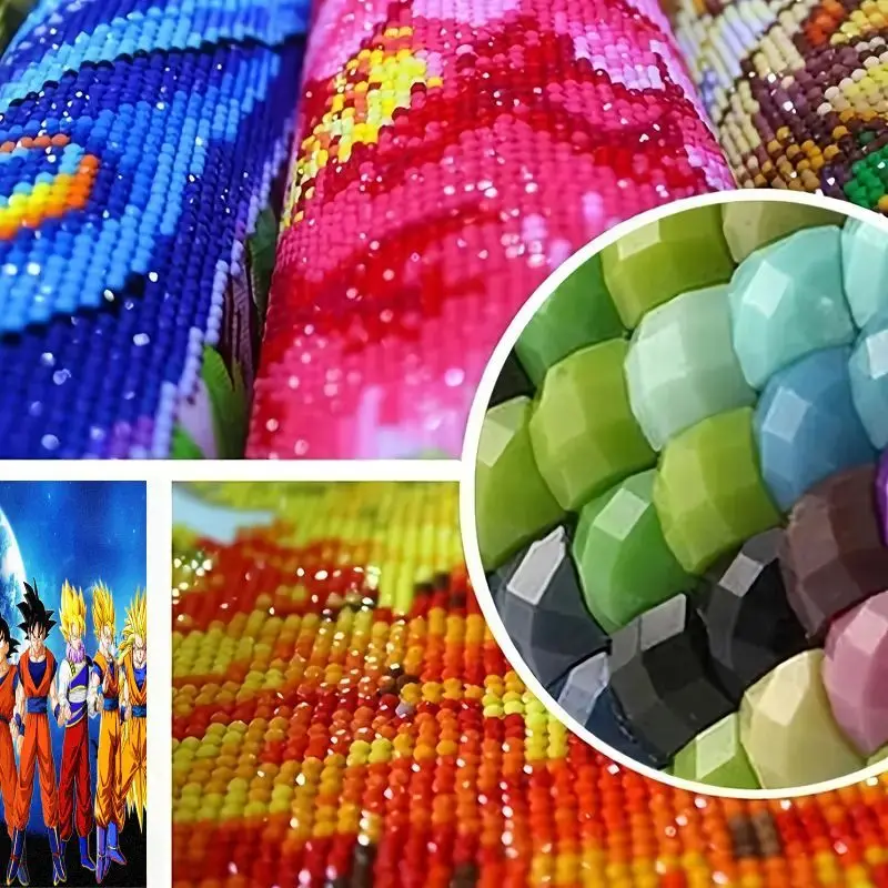 1 unidad 5D DIY Dragon Ball Z Goku Evolution Kit de pintura de diamante, arte bordado de diamantes de imitación de cristal redondo de taladro completo, personajes de Anime