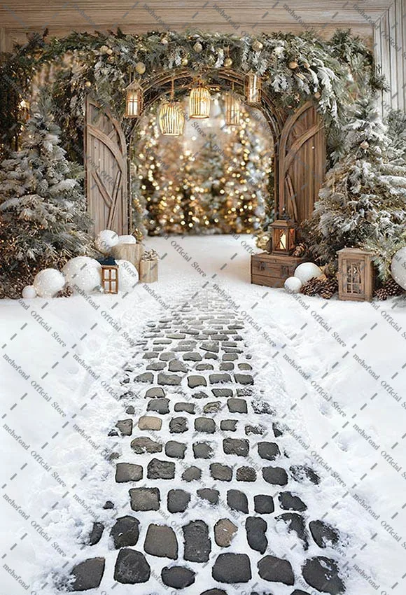 เมโฮฟอนด์การถ่ายภาพพื้นหลังฤดูหนาวคริสต์มาสป่าหิมะกลิตเตอร์ต้นคริสต์มาสเด็กภาพครอบครัวตกแต่งฉากหลังสตูดิโอถ่ายภาพ