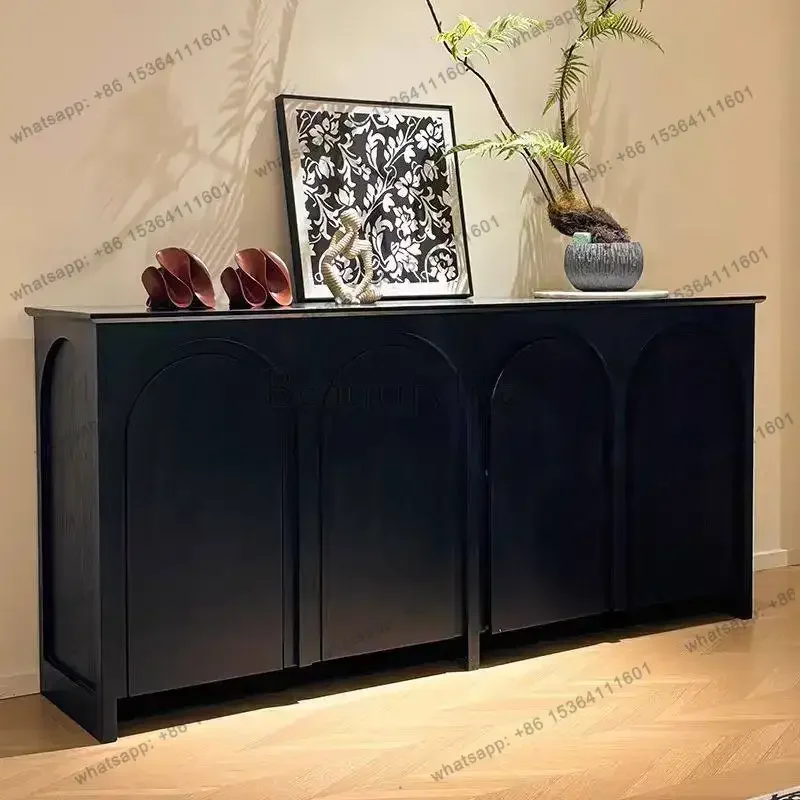 YJ American Retro Solid Wood Porch Cabinet Entry Foyer Living Room Decorative Storage Cabinet Locker