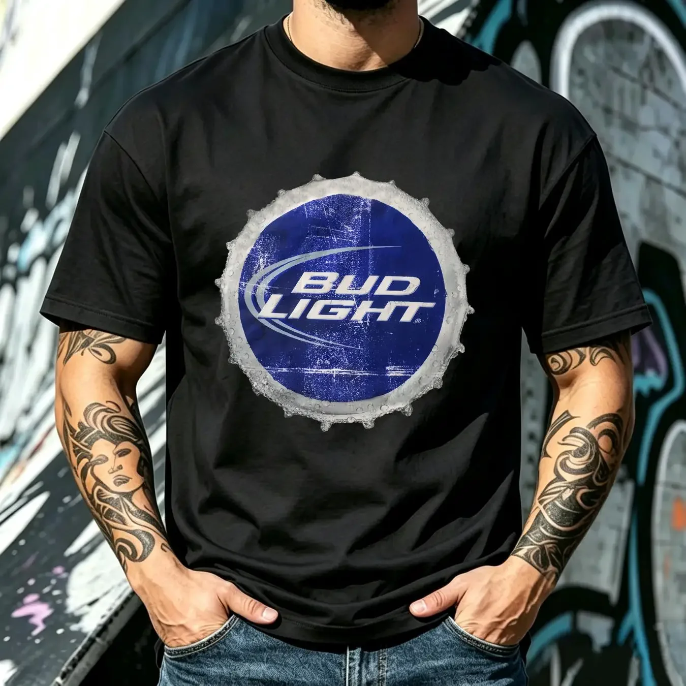 washed T Shirt vintage Bud Light tee Men's extra Large xl White graphic long or short sleeves vintage Washed streetwear Unisex