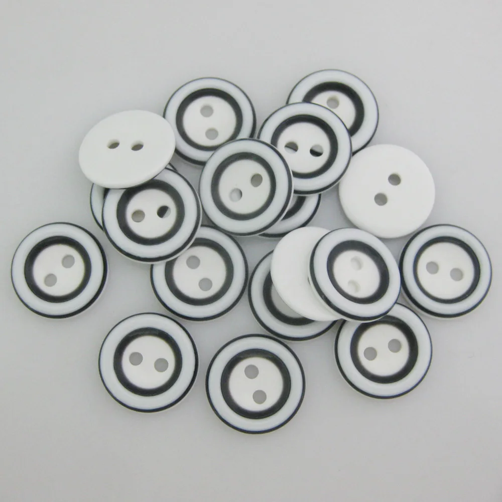 NBNNKN Multisizes Fashion Buttons For Children Shirt Black White Resin 30Pcs Sewing Apparel Craft Decoration