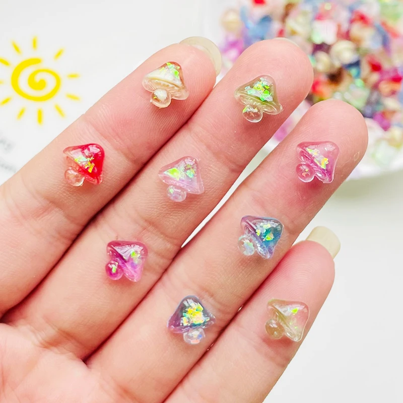 

50Pcs New Cute 9mm Resin Mini Colored Mushrooms Flat Back Stone Figurines DIY Jewelry Wedding Scrapbook Manicure Accessories A47
