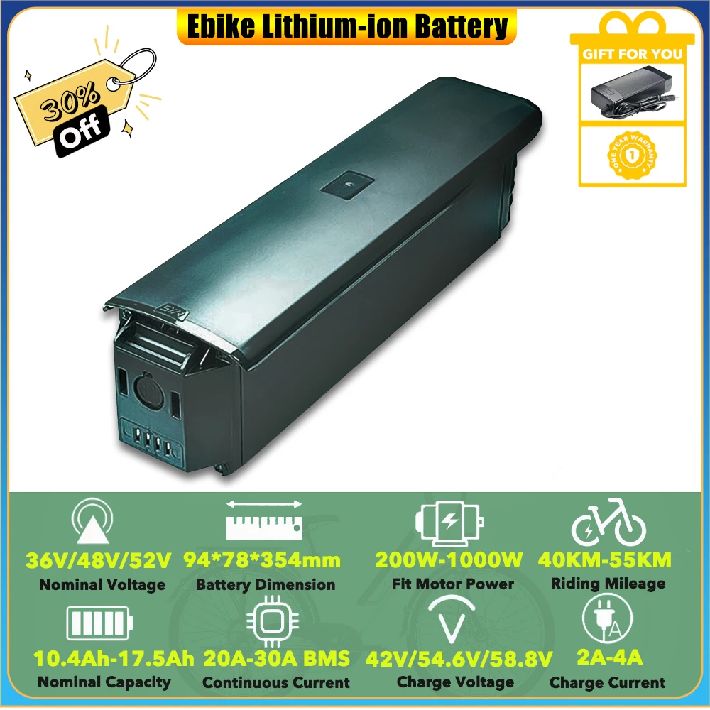 

Сменный литий-ионный аккумулятор 48 В 10,4 Ач 12 Ач 13 Ач 14 Ач для грузового электрического велосипеда HAOQI Antelope Pro 750 Вт