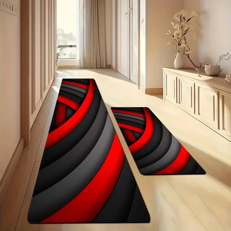 Abstract Line Runner Rug, Modern Print Flannel Floor Mat, Non-Slip Washable Soft Carpet for Kitchen Hallway Home Decor, 1PC