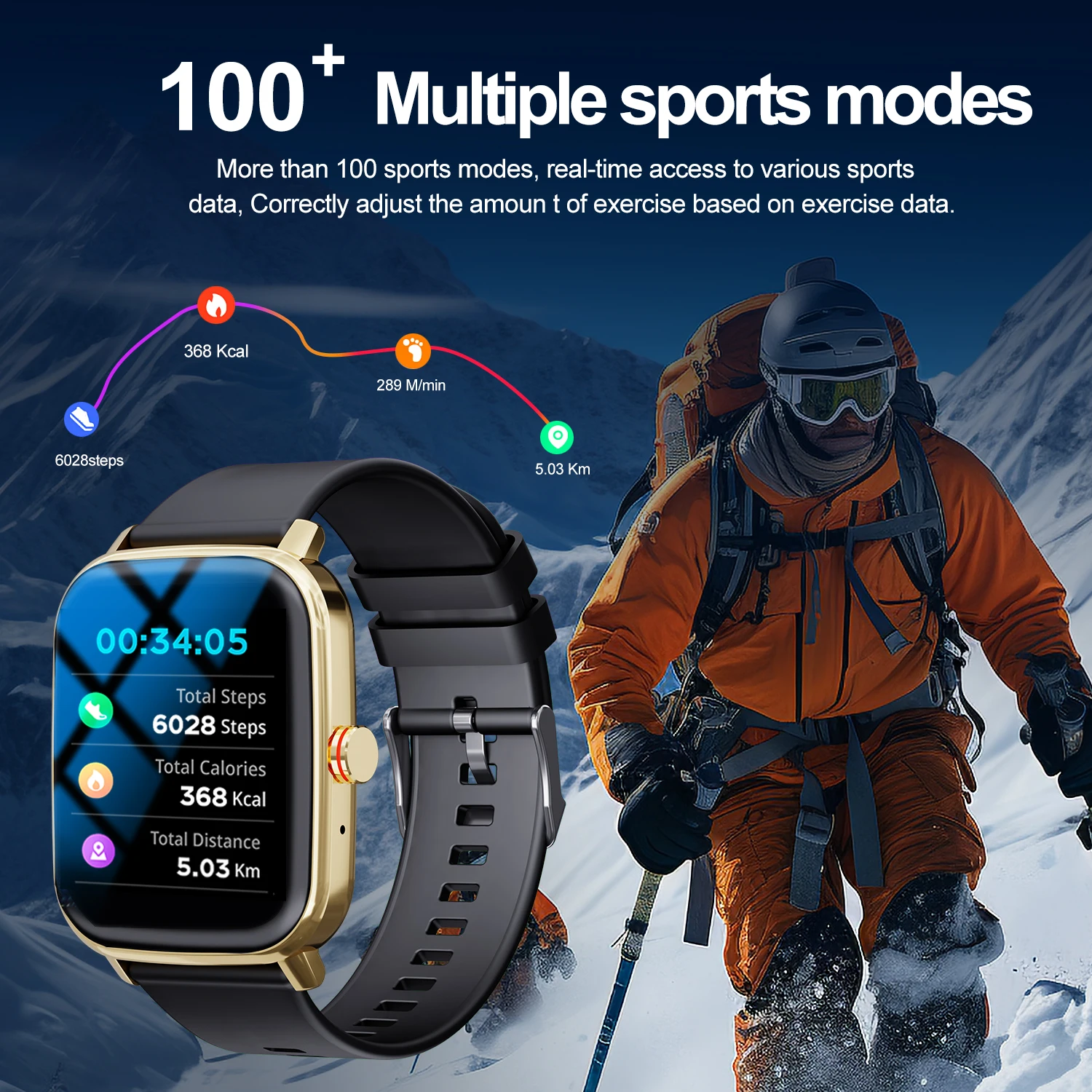 Smart Watch Orologio sportivo multifunzione intelligente, chiamate wireless, quadranti personalizzati, controllo musicale