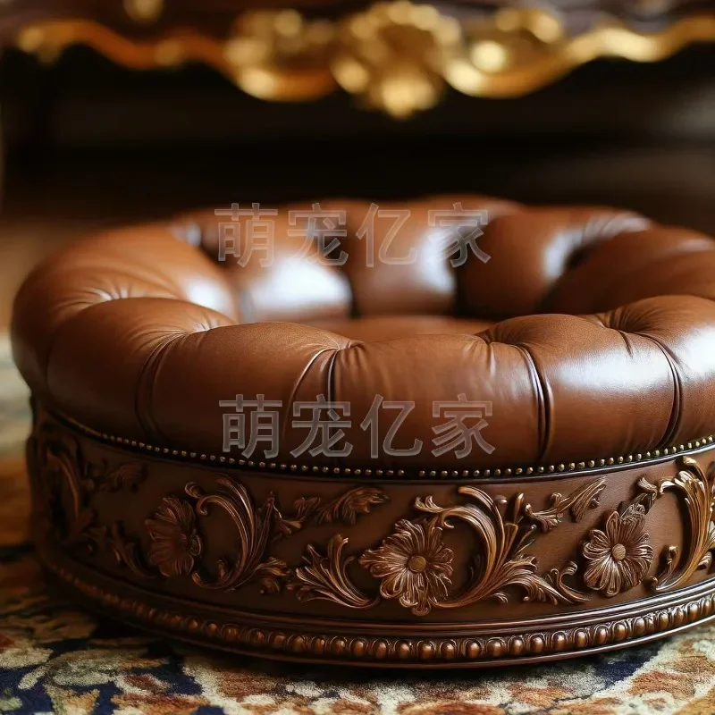 American style pet furniture cat dog sofa cat dog recliner cat dog kennel leather upholstery frame solid wood carving