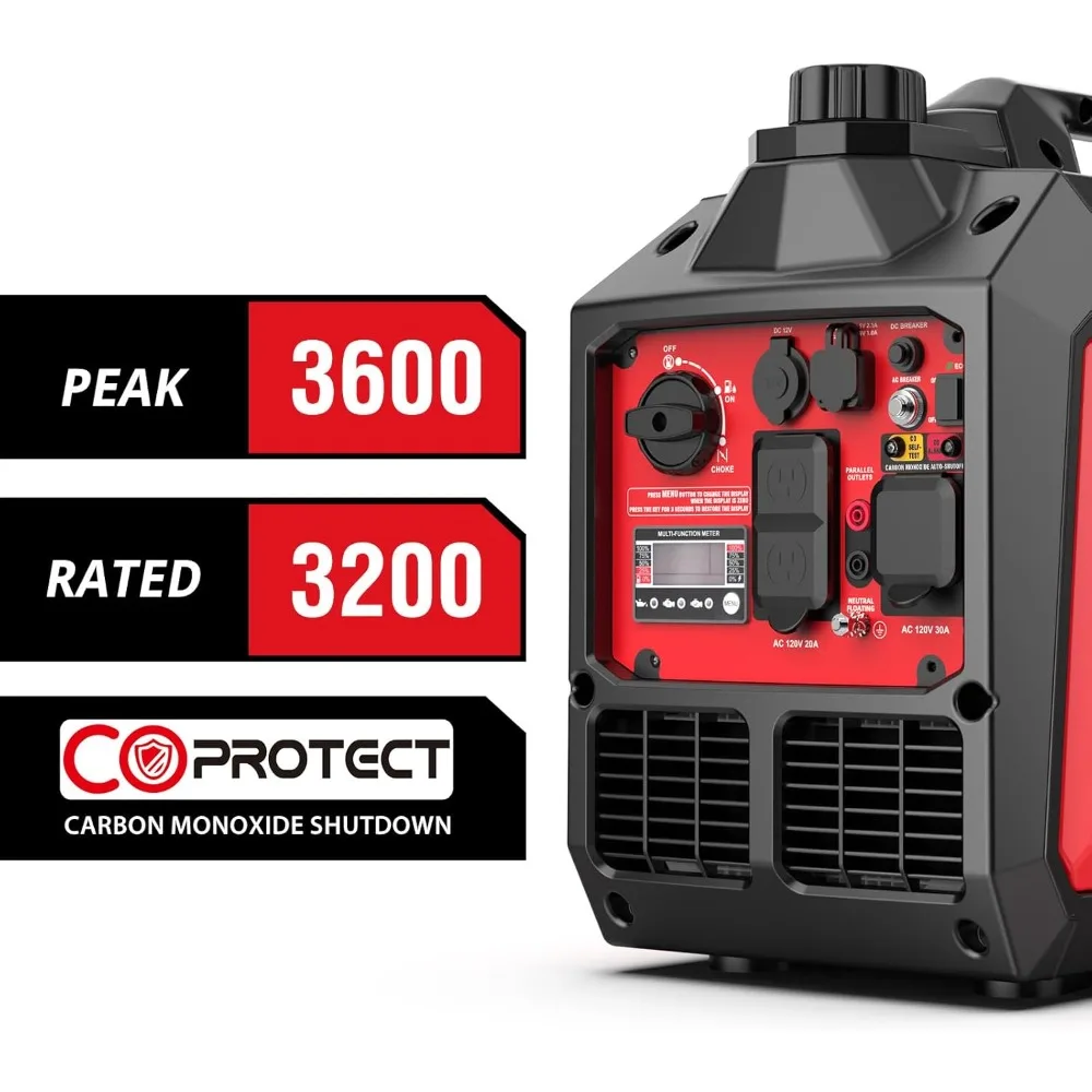 Generator Inverter Portabel 3600-Watt dengan Tenang, Siap RV, Berkemah