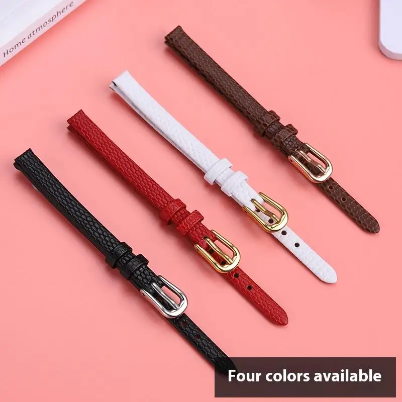 Universal Women\'s Leather Watch Strap For Rosemont RS045 Retro Style Small Gold Watch with Cowhide Wacthband 6mm 8mm 10mm Belt