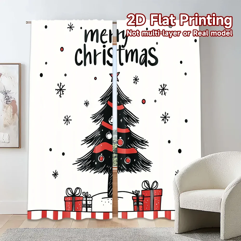 2 قطعة ، ستائر شجرة عيد الميلاد هدايا الثلج (3) ستائر تصفية الضوء الشهيرة 100% ستائر بوليستر عازلة للحرارة ، و