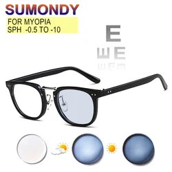 Myopia Glasses For Prescription -0.5 To -10 Men Women Nearsighted Spectacles Astigmatism Chameleon Or Blue Light Blocking UF05