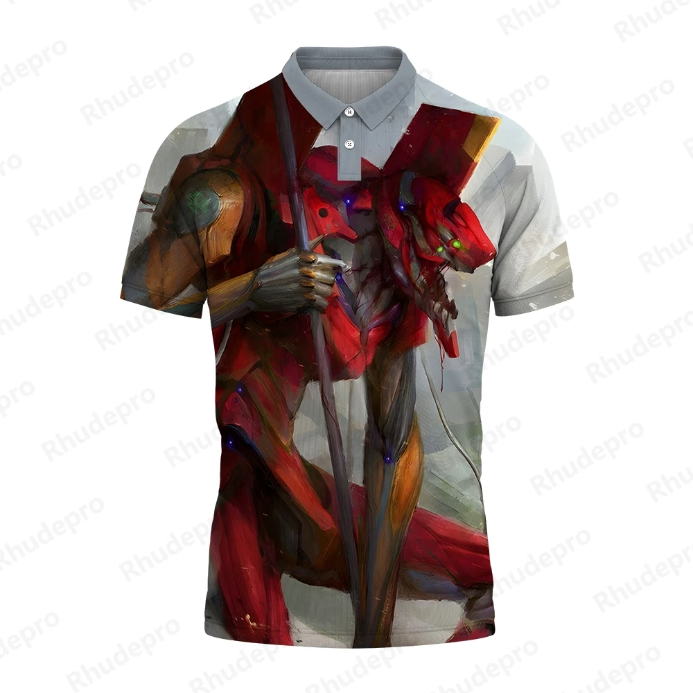 

Neon Genesis Evangelion 5XL Polo Shirt Men Men's Y2k Harajuku Style Shirts 2024 Clothing Anime Streetwear Tops Shirts Children