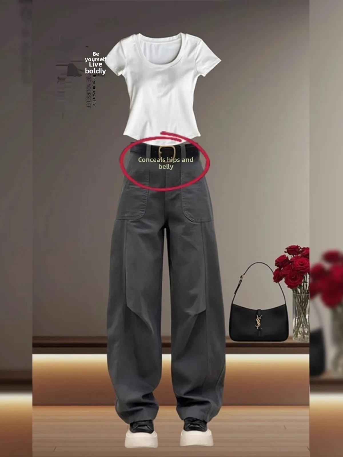 المرأة الخريف الشتاء Fce اصطف فضفاض صالح الجينز البضائع السراويل عالية الخصر السراويل الطويلة الكمثرى القرد الجسم التخسيس واسعة الساق الجينز #1