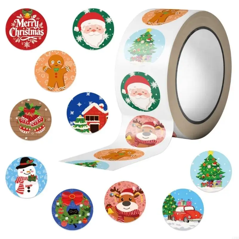 500pcs/Roll Cartoon Stickers Waterproof PVC Christmas Theme Tablets Decoration 24BB