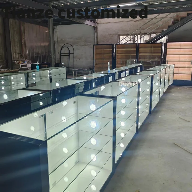 

Customized-High Quality Smoke Store Display Showcase Boutique Display Cabinet Glass Showcases and Display Cases Jewelry Show