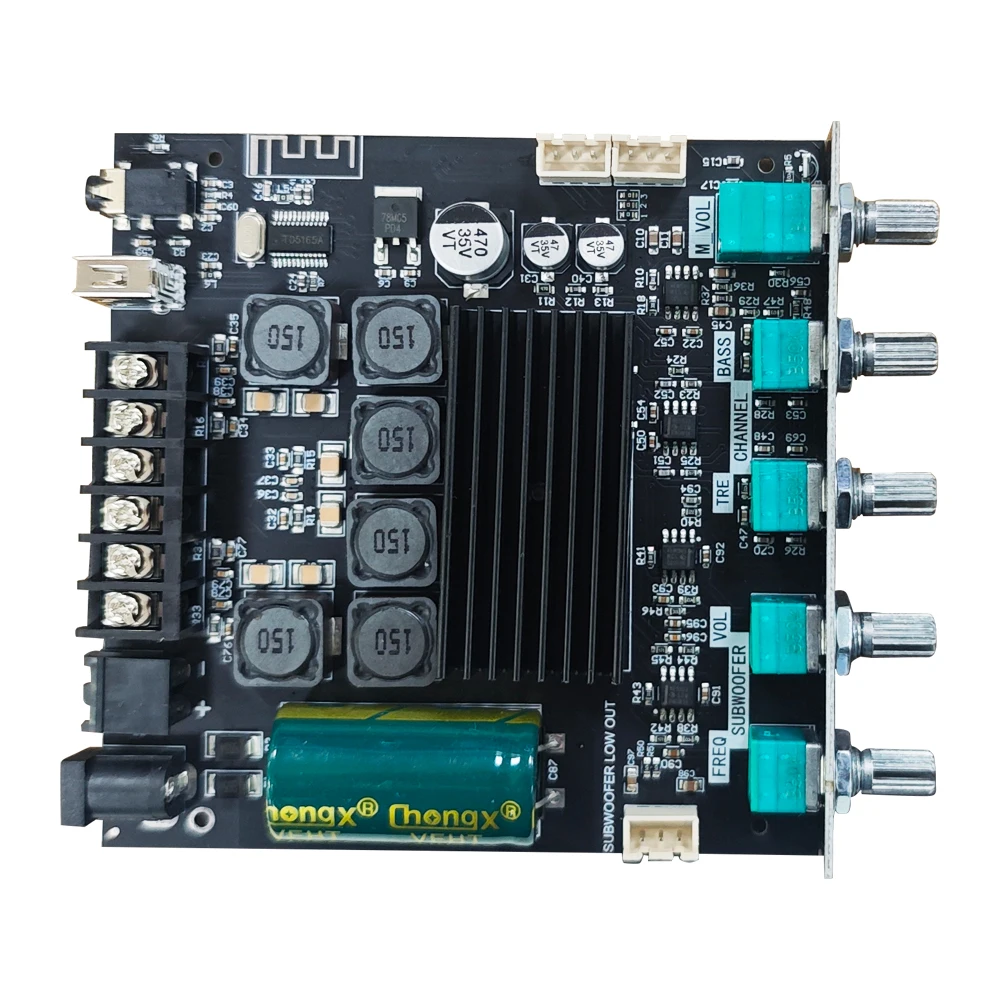 ZK-TB21H Bluetooth 5.1 Audio Amplifier Board 2.1 Channel 50W+100W Subwoofer Amp Module with AUX USB TF Input