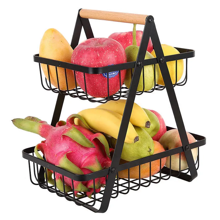 3-Tier Metal Fruit Basket Portable Kitchen Storage Countertop Shelf Rack for Fruits Vegetables Household Cosmetic Toiletries