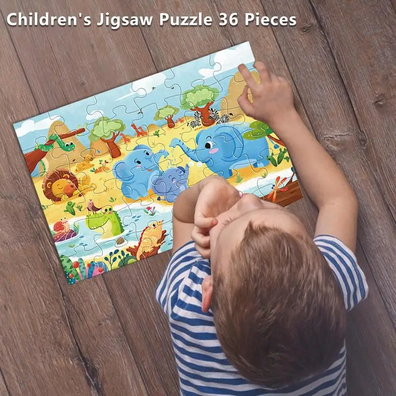 36PCS Kreative Spaß Boden Puzzles kinder Puzzles Montessori Pädagogisches Tier Papier Puzzles Für Above3 Jahre Kinder Kleinkinder