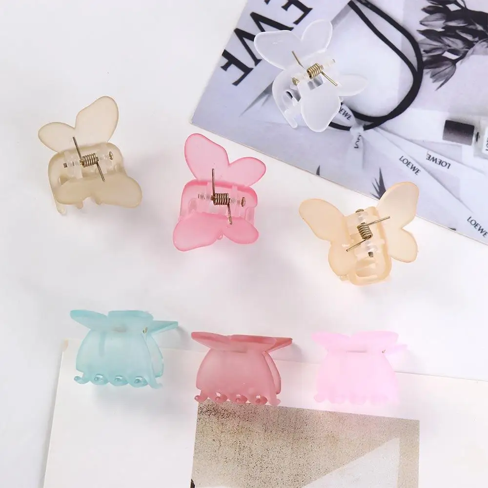 

Fashion Frosted Butterfly Hair Claw Jelly Color Headwear Butterfly Hair Clip Headdress Hairpin Mini Shark Clip Lady/Girl