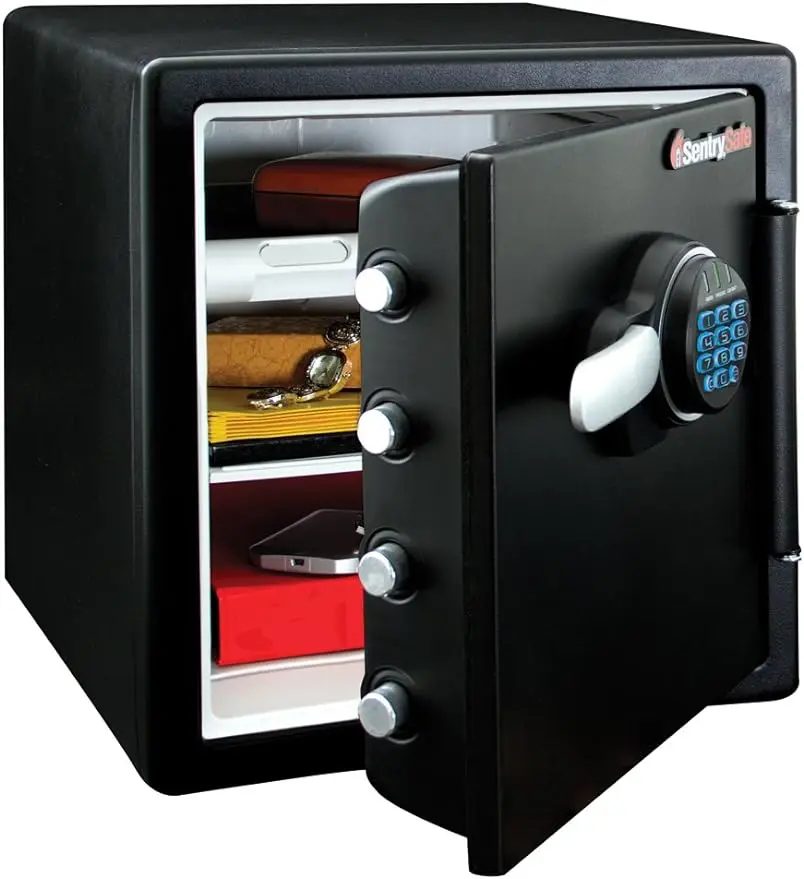 

SentrySafe Fireproof and Waterproof Steel Home Safe with Digital Keypad Lock, Safe with Interior Lighting and Organization