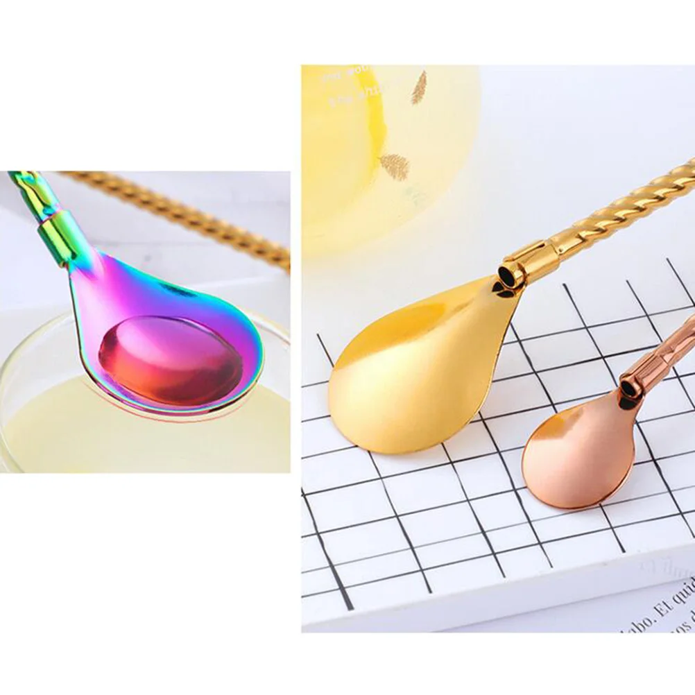 

4Pcs Stainless Steel Straw Spoon Large Reusable Stirring Spoon for Drinks Ice Cream Smoothies