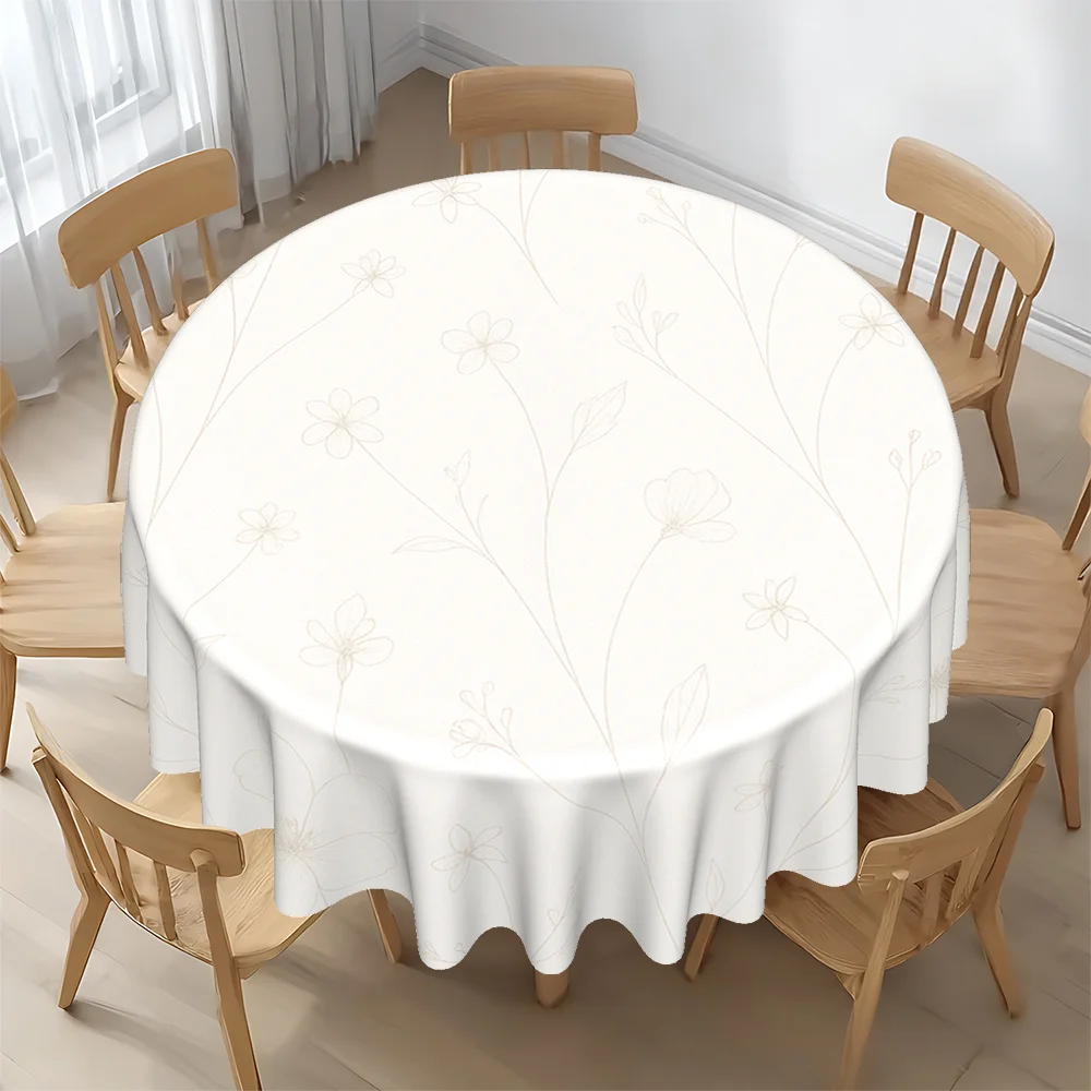 Round tablecloth, tablecloth, table covering, round table covering, light beige floral pattern designzyc