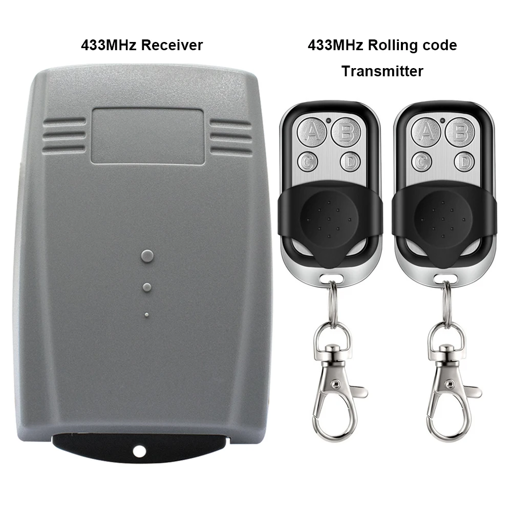 Universal Garage Door Receiver 2CH Relay Switch 433.92Mhz Remote Control Rolling Code Transmitter For Gate Controller