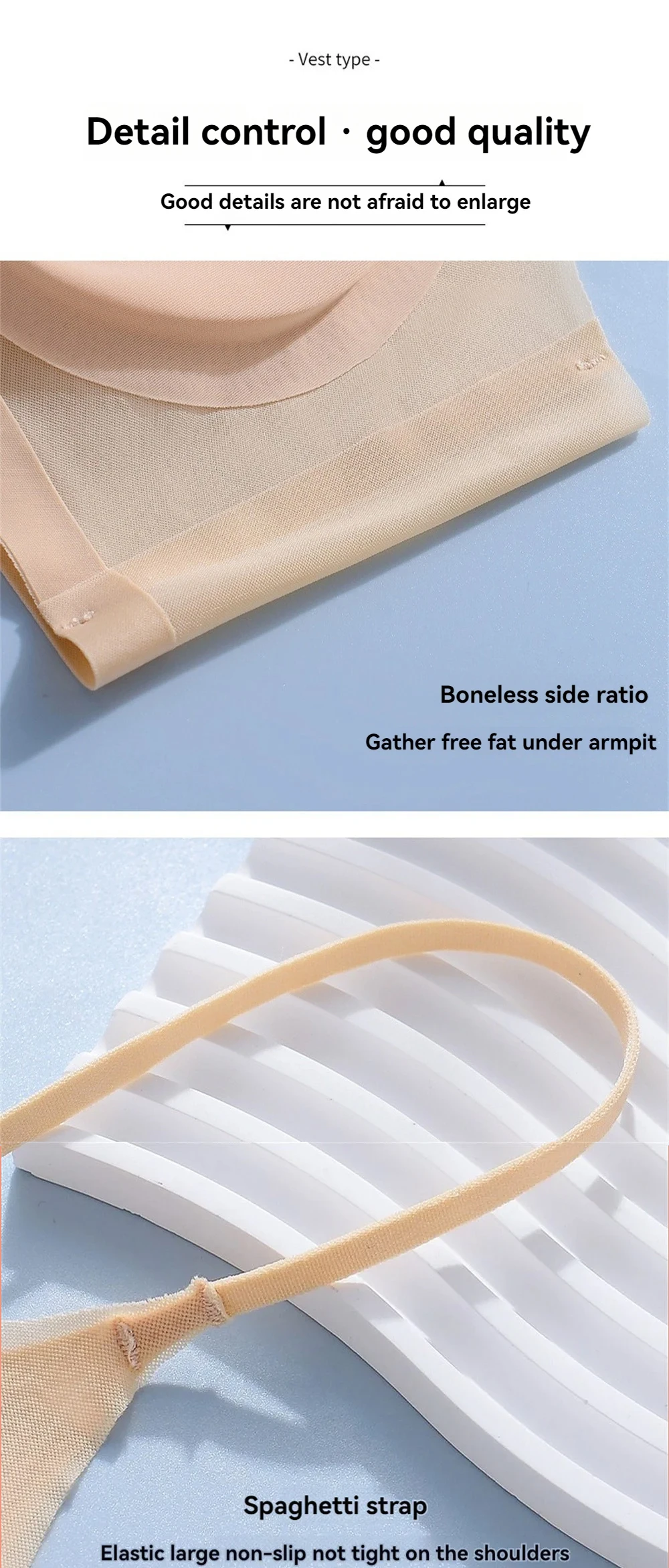 Ultradünner, atmungsaktiver BH aus Eisseide, Damen-Bustier-Unterwäsche, nahtloser Rücken, Neckholder-Weste, Wickel-BH, kleine Brust zusammen – Detail 22