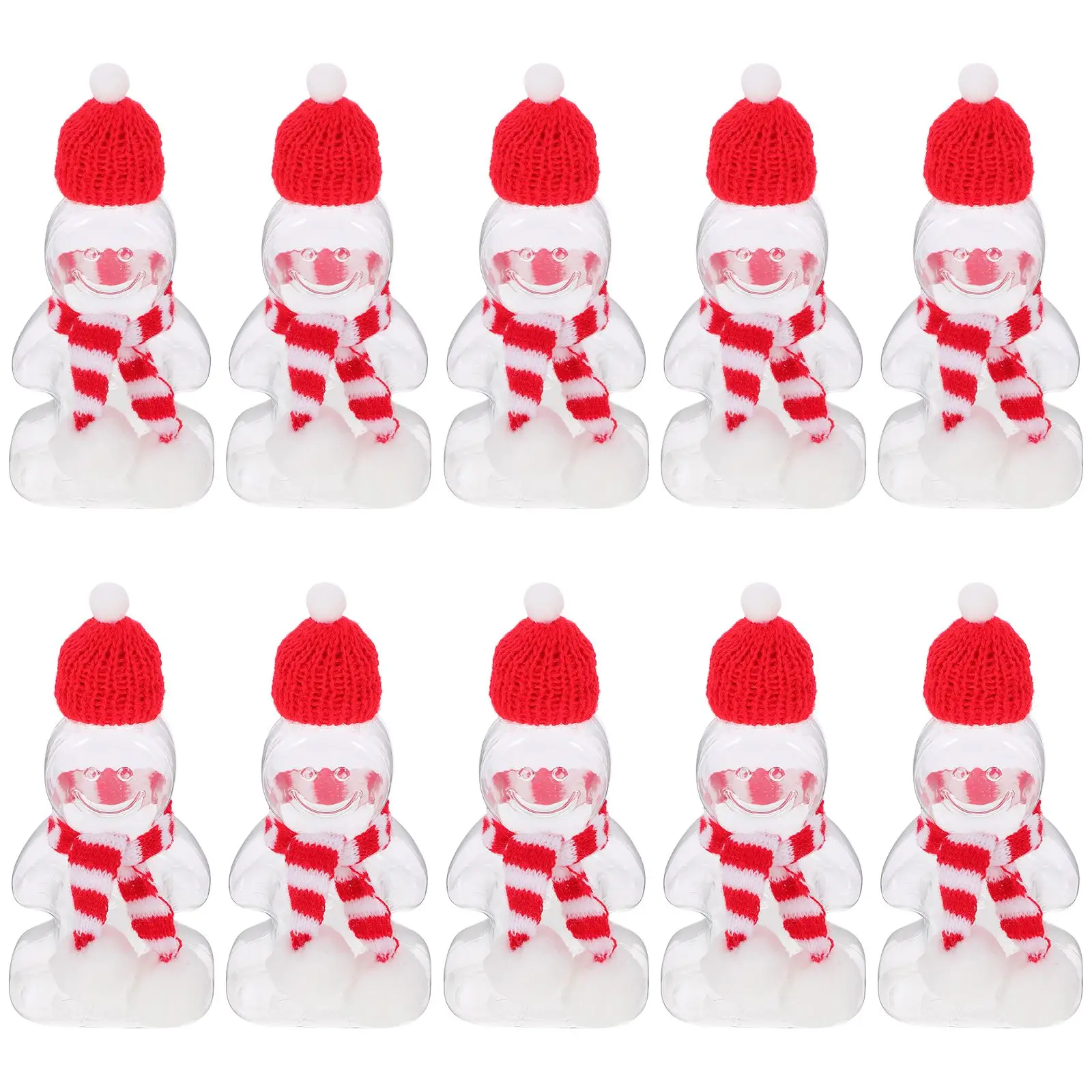 

6PCS Christmas Gingerbread Man Juice Bottles With Scarves Hats Snowman Beverage Bottles Empty Plastic Juice Candy Bottles 200ML