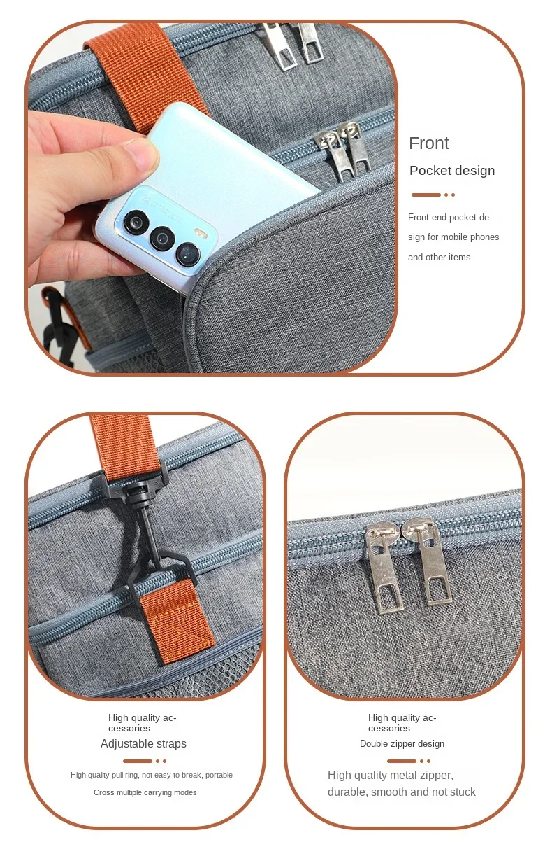 Tragbare Lunchtaschen mit doppelter Schicht, Lebensmittelbox, robuste Camping-Rucksäcke aus Oxford-Gewebe, Kühlbox, große Kapazität, ideal für Picknicks, langlebig, für Grillabende im Freien. – Detail 4