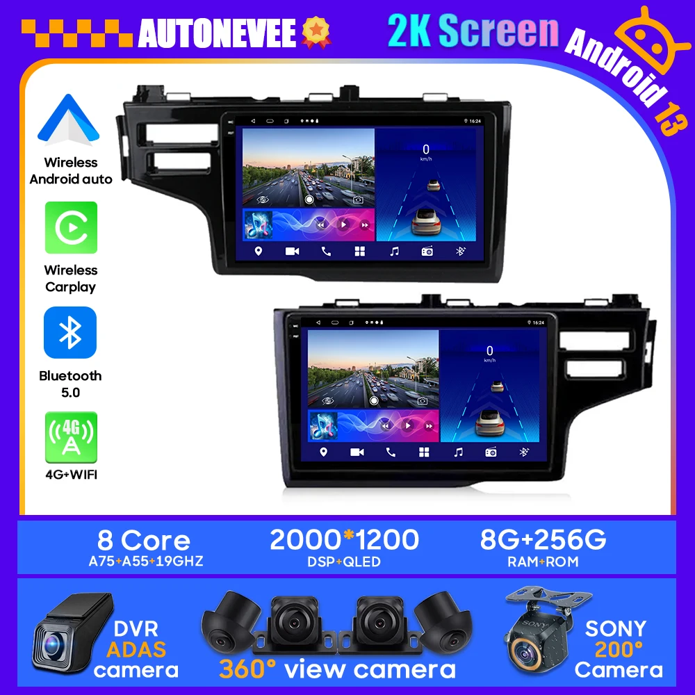 

Android 13 LHD RHD For Honda Jazz 3 2015-2020 Fit 3 GP GK 2013-2020 Car Radio Multimedia Player Unit GPS Navigation Carplay 2din