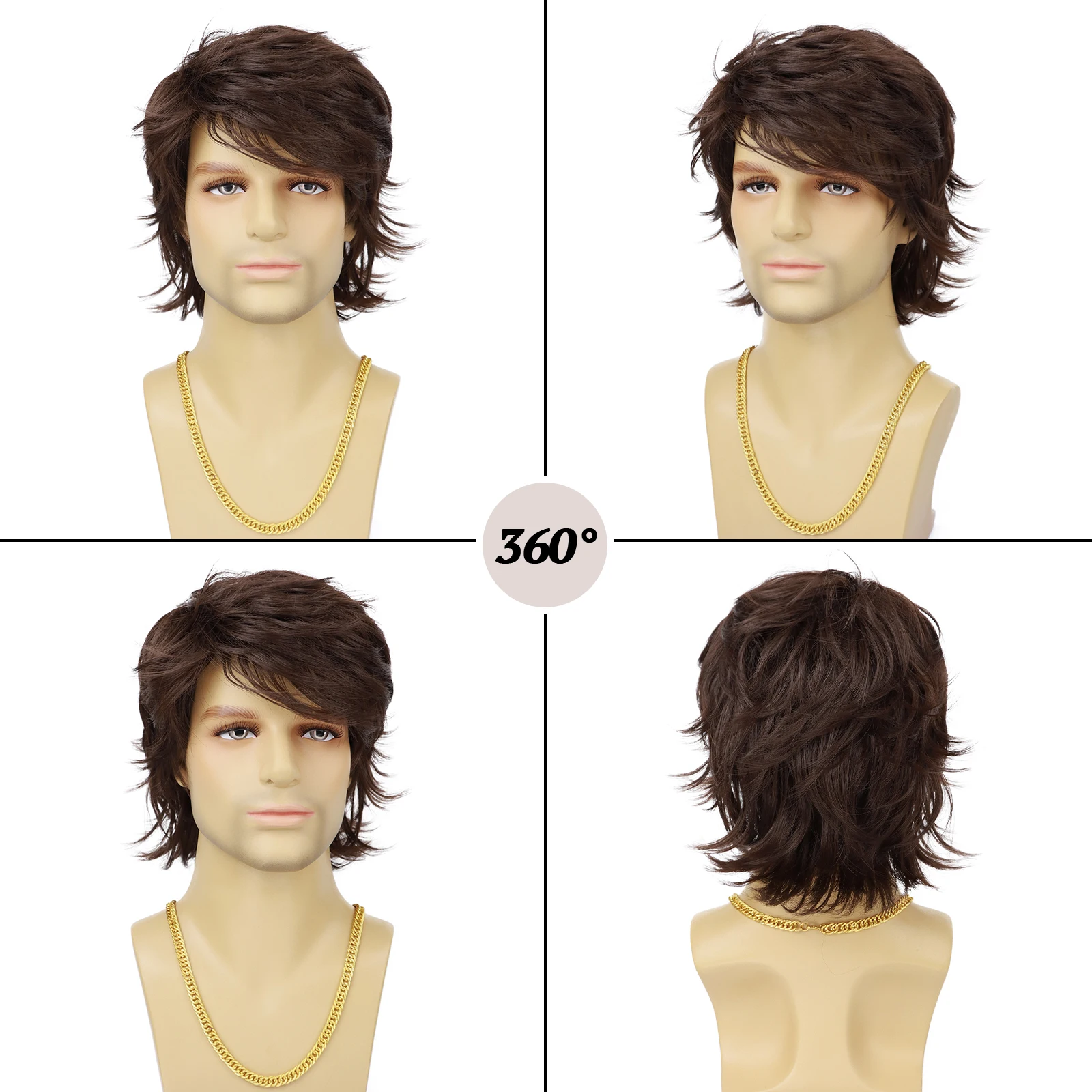 Synthetic Mens Wig Short Black Layered Heat Resistant Wigs for Male Daily Party Cosplay Costume Halloween Use image 2