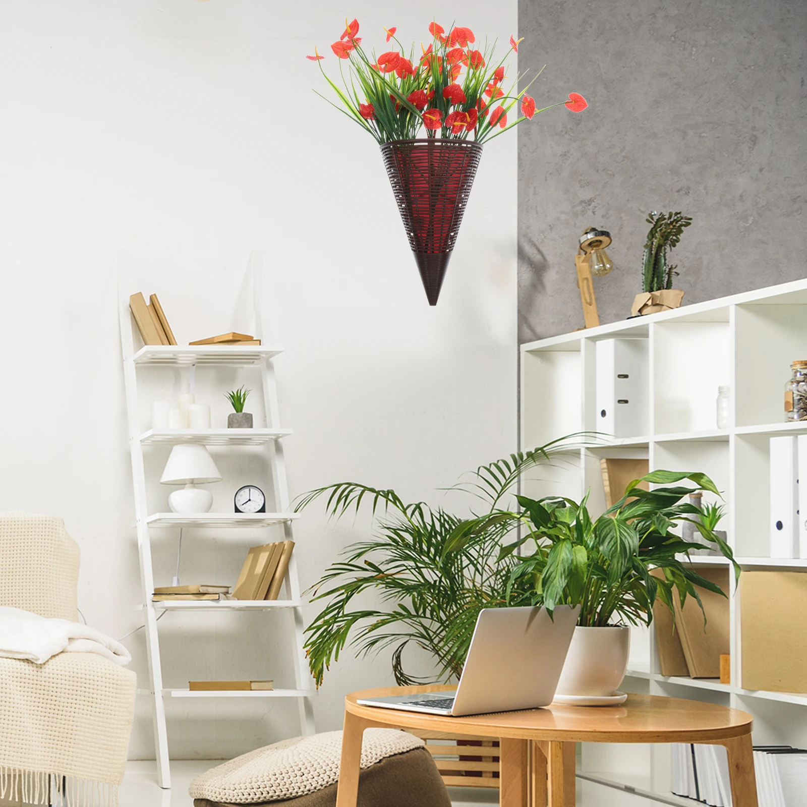 

1Pcs Charming Hanging Flower Basket With Lifelike Artificial Flowers For Stylish Decor