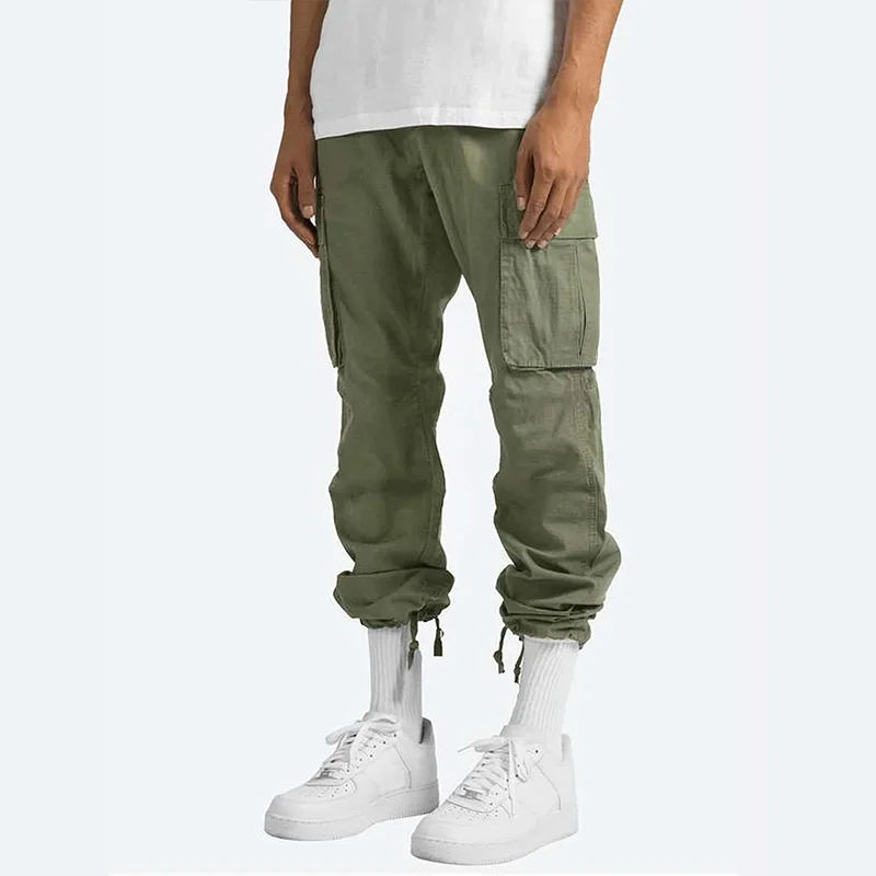 Pantalones Cargo ligeros para hombre, pantalón informal con cordón y múltiples bolsillos, ropa de calle Y2k, moda Hip Hop, Color sólido, novedad de verano