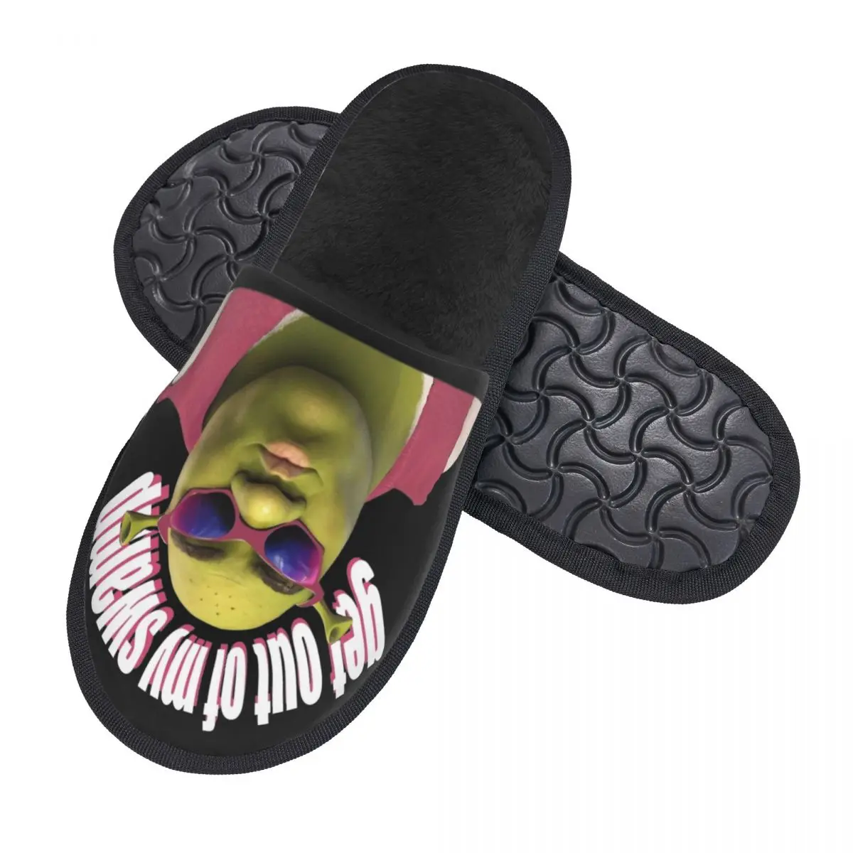 Pink Shreks Get Out Of My Swamp Funny Meme Winter Cotton Home Slippers Bedroom Soft Memory Foam Slides Non-slip