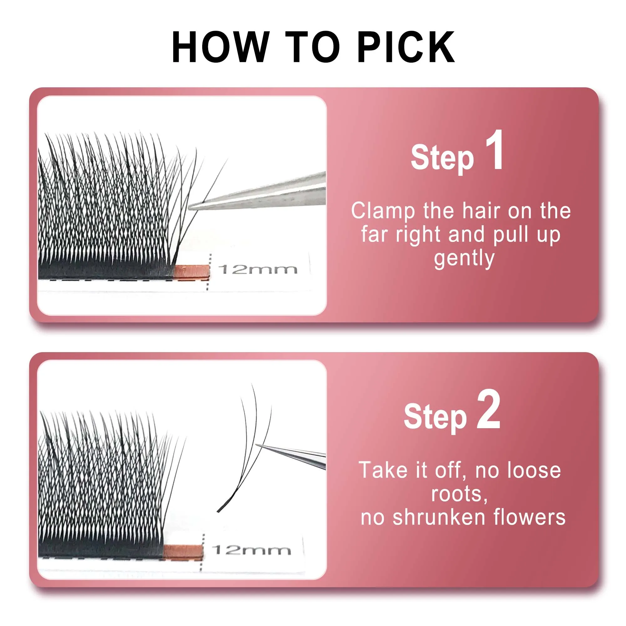 W Style Narrow 3D Spark Clover Lashes Mix&Single 8-12/8-15 3D W Shaped Russian Volume Eyelashes Extensions