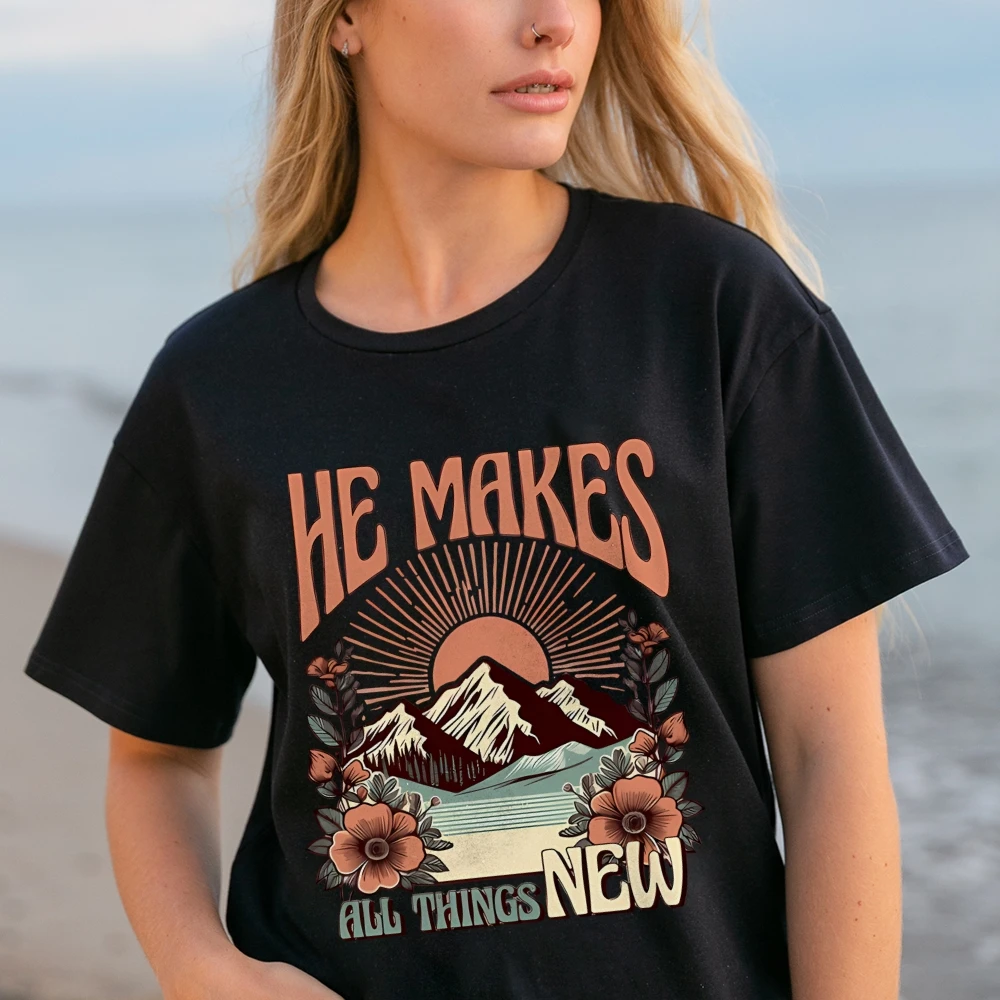 

He Makes All Things New Shirt Jesus Shirt, Christian Shirt for Her Christian Shirt Religious Shirt Bible Shirt for Women