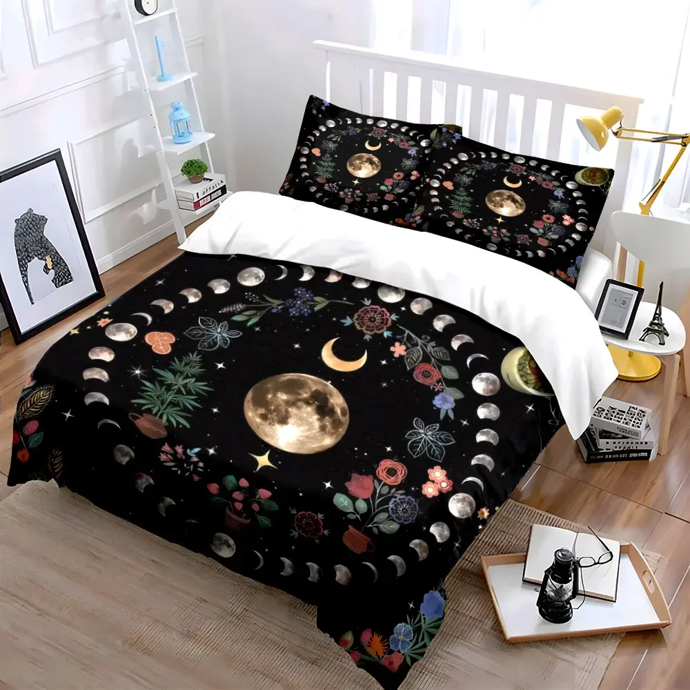 Moon Phases Tapestry Set Decor Soft Comfortable Duvet Cover Bedding Set Included 1*Duvet Cover & 2*Pillowcases, gift