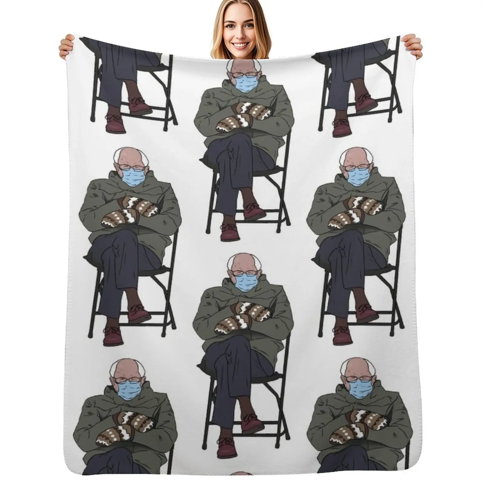 Bernie Mitten Throw Blanket Stylish Decor Blanket Gift for Friends Roommate