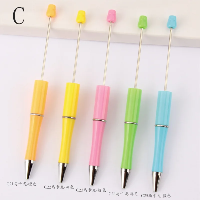 20pcs Creative Plastic Beaded Ballpoint Pen Beadable Pens Gradient Pens for Writing Back To School Stationary School Supplies