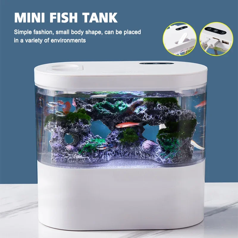 

4L USB Aquarium Eco-landscape Fish Tank Filter, Oxygenation, and Light Set for Aquarium Office Desktop Decoration Fish Tank